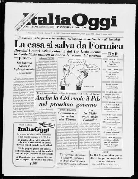 Italia oggi : quotidiano di economia finanza e politica